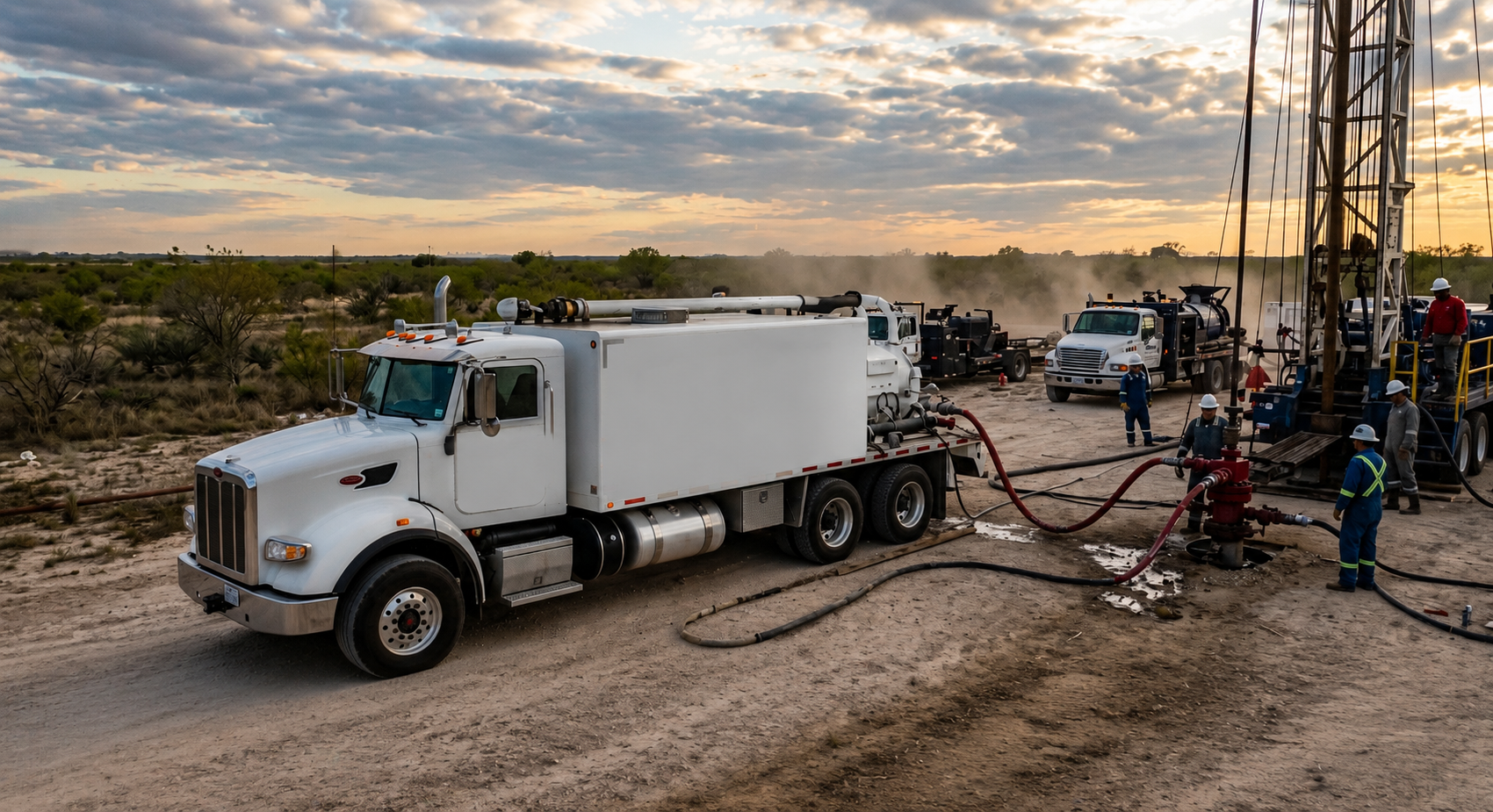 Heavy Vacuum Tanker Truck at Refinery
